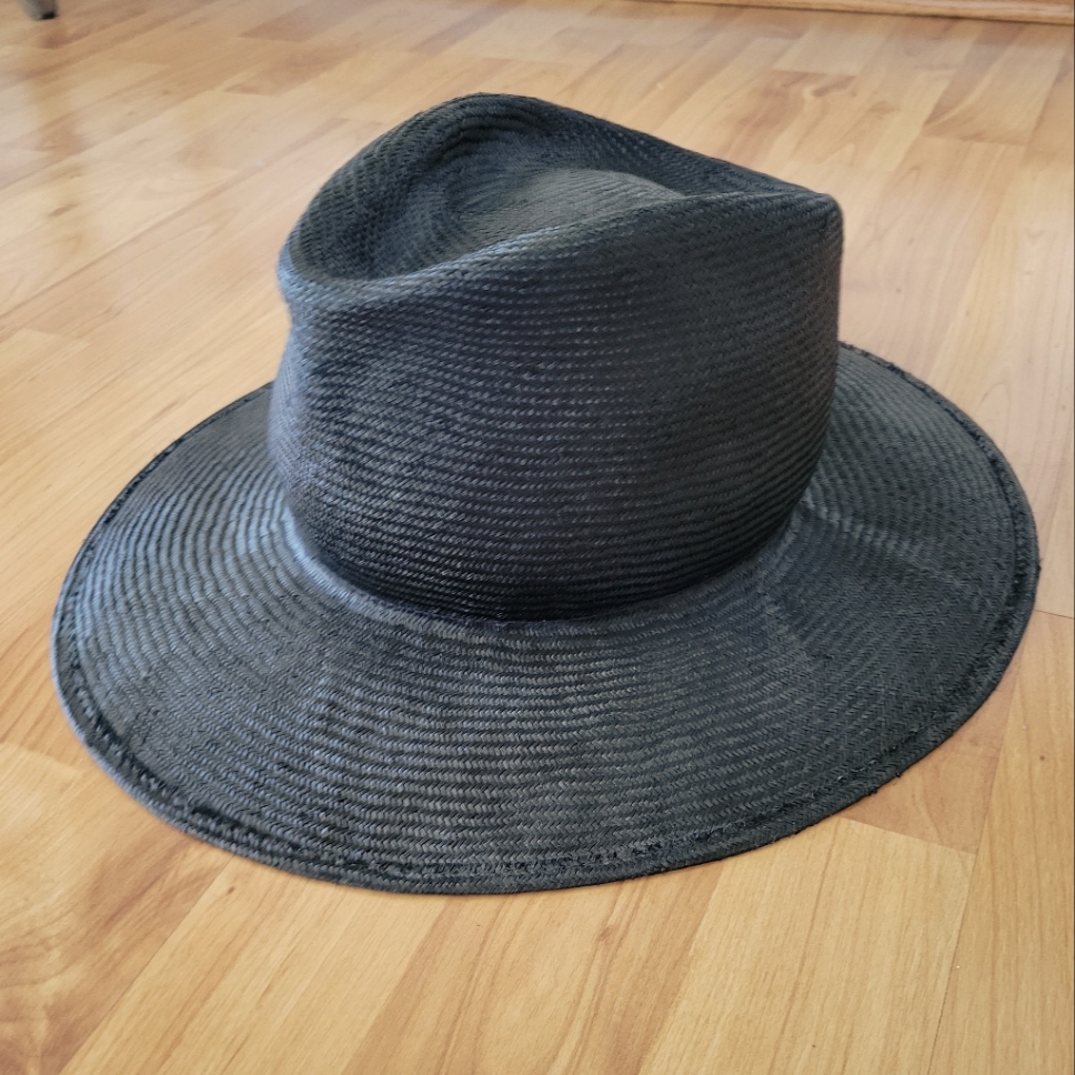 Janessa Leone Black Straw Fedora Hat L — image 4 of 8